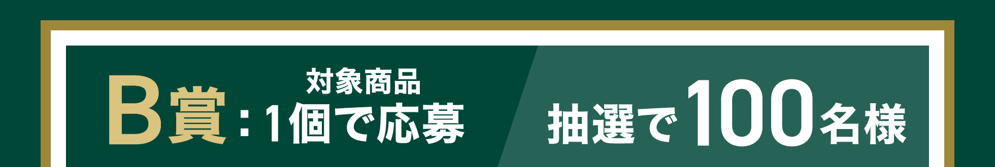 B賞：対象商品1個で応募　抽選で100名様