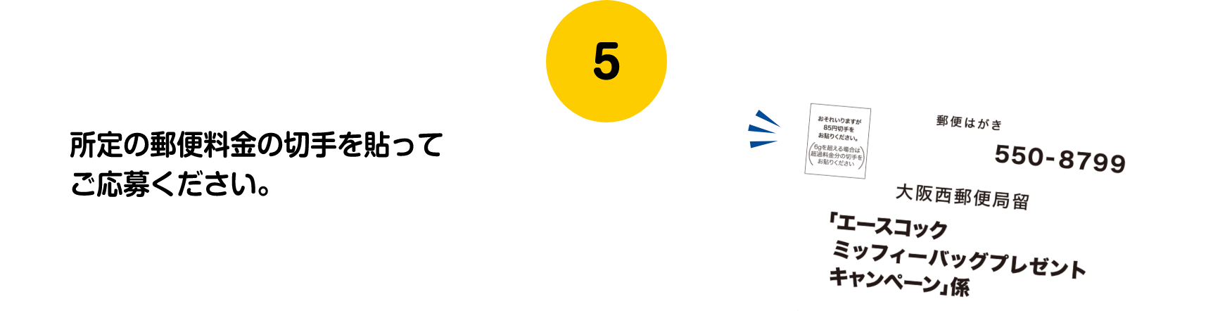 所定の郵便料金の切手を貼ってご応募ください。