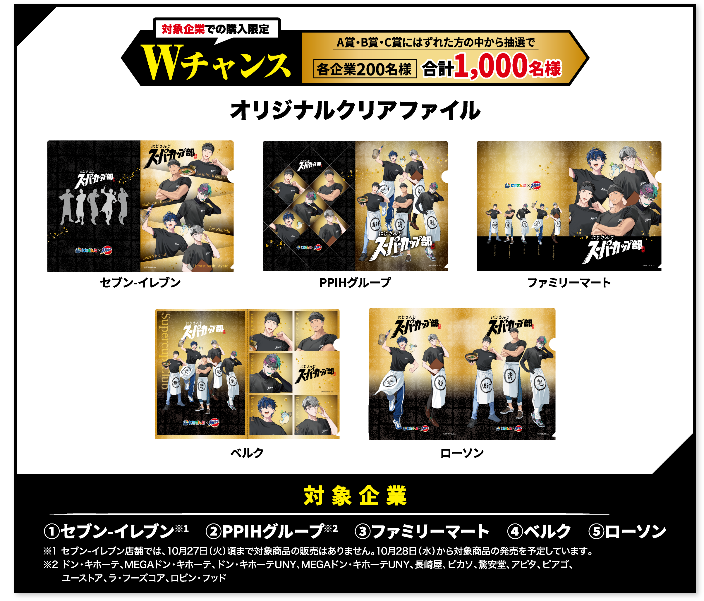 対象企業での購入限定 Wチャンス オリジナルクリアファイル
