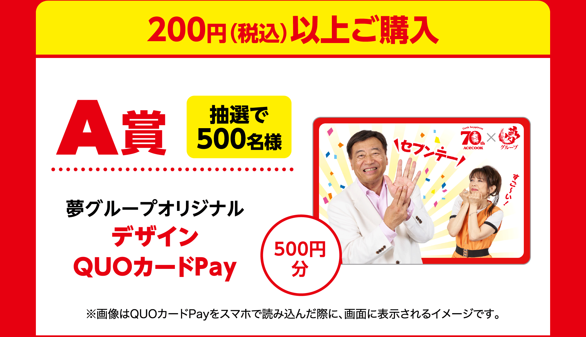 A賞 夢グループオリジナル デザインQUOカードPAY